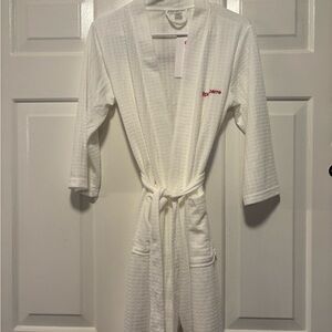 Pure Barre White Waffle Knit Robe